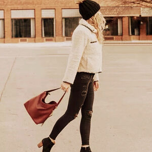 Fossil Maya Leather Hobo Bag Cognac Tan